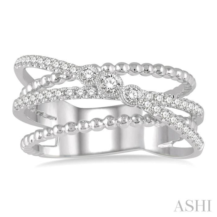 1/3 Ctw Cris-Cross Layered Diamond Fashion Ring in 14K White Gold