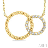 1/10 Ctw Interlocking Twin Circles Single Cut Diamond Pendant With Chain in 10K Yellow Gold
