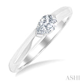1/3 Ctw East-West Set Pear Cut Diamond Solitaire Fashion Ring in 14K White Gold