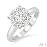 1 Ctw Lovebright Round Cut Diamond Bridal Ring in 14K White Gold