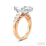 1 1/4 Ctw Marquise Shape Emerald and Round Cut Diamond Semi-Mount Engagement Ring in 14K Rose and White Gold