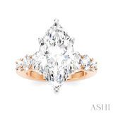1 1/4 Ctw Marquise Shape Oval and Round Cut Diamond Semi-Mount Engagement Ring in 14K Rose and White Gold