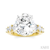 1 1/4 Ctw Oval Shape Round Cut Diamond Semi-Mount Engagement Ring in 14K Yellow and White Gold