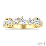 3/4 Ctw Mixed Shape Diamond Cut Fashion Band in 14K Yellow Gold
