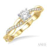 1/10 Ctw Round Center Semi-Mount Diamond Engagement Ring in 14K Yellow and White Gold