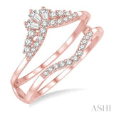 1/3 Ctw Tiara Baguette and Round Cut Diamond Insert Ring in 14K Rose Gold