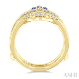 2.55x1.8 MM Baguette Cut Sapphire and 1/4 Ctw Round Cut Diamond Crown Precious Insert Ring in 14K Yellow Gold