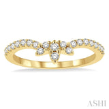1/3 Ctw Triple Marquise Centerpiece Round Cut Diamond Curved Wedding Band in 14K Yellow Gold
