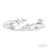 1/4 Ctw Open Bypass Pear and Round Cut Diamond Fashion Ring in 14K White Gold