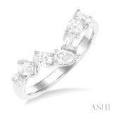 3/4 Ctw Mixed Cut Diamond Chevron Fashion Band in 14K White Gold