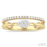 1/4 Ctw Double Row Pear Shape Lovebright Round Cut Diamond Ladies Ring in 10K Yellow and White Gold