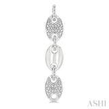 1/10 Ctw Mariner Link Round Cut Diamond Fashion Earrings in Sterling Silver