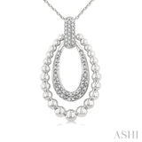 1/10 Ctw Circular Bold Bead Single Cut Diamond Fashion Pendant With Chain in Sterling Silver