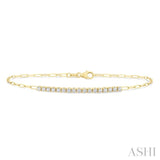 1/2 Ctw Round Cut Diamond Paperclip Chain Bracelet in 14K Yellow Gold