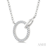 1/10 Ctw Round Cut Diamond Interlocked Circle Fashion Petite Pendant With Chain in 10K White Gold