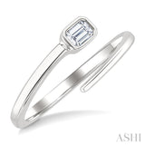 1/6 Ctw Bypass Bezel Set Octagon Cut Diamond Open Fashion Ring in 14K White Gold