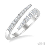3/8 Ctw Baguette and Round Cut Diamond Fashion Band in 14K White Gold