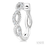 1/4 Ctw Split & Twisted Rope and Round Cut Diamond Huggie Petite Earrings in 10K White Gold