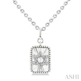 1/10 Ctw Rectangle Fluted Medallion Round Cut Diamond Star of David Pendant With Chain in Sterling Silver