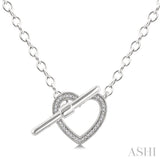 1/10 Ctw Heart Toggle Round Cut Diamond Fashion Necklace in Sterling Silver