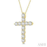1/2 Ctw Round Cut Diamond Cross Pendant With Chain in 14K Yellow Gold