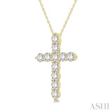 1/4 Ctw Round Cut Diamond Cross Pendant With Chain in 14K Yellow Gold