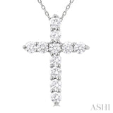 1/3 Ctw Round Cut Diamond Cross Pendant With Chain in 14K White Gold