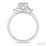 1/2 Ctw Modern Rectangular Head Baguette and Round Cut Diamond Ladies Ring in 14K Yellow and White Gold