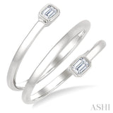 1/5 Ctw Split Double Coil Bezel Set Octagon Cut Diamond Open Fashion Ring in 14K White Gold