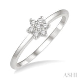 1/8 Ctw Floral Motif Single Cut Diamond Petite Fashion Ring in 10K White Gold