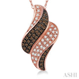 1/4 Ctw Round Cut White and Champagne Brown Diamond Pendant in 14K Rose Gold with Chain