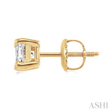 1 Ctw Princess Cut Diamond Stud Earrings in 14K Yellow Gold