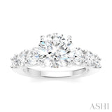 1 1/10 Ctw Round Shape Round Cut Diamond Semi-Mount Engagement Ring in 14K White Gold