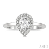 1/3 ctw Round Cut Diamond Halo Engagement Ring With 1/4 ct Pear Cut Center Stone in 14K White Gold