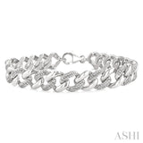 1/6 Ctw Round Cut Diamond Curb & Cuban Bracelet in Sterling Silver