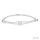 1/2 ctw Round Cut Diamond Lovebright Double Link Chain Bracelet in 14K White Gold