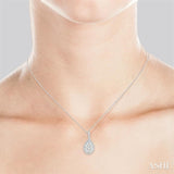 1 1/2 Ctw Pear Shape Diamond Lovebright Pendant in 14K White Gold with Chain