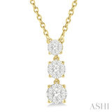 1/3 Ctw Round Cut Lovebright Diamond Layered Pendant With Chain in 14K Yellow Gold