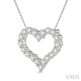 1 Ctw Round Cut Diamond Heart Pendant With Chain in 14K White Gold