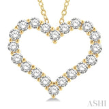 4.00 Ctw Heart Shape Round Cut Diamond Pendant With Chain in 14K Yellow Gold