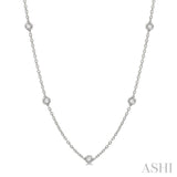 1 Ctw Round Cut Diamond Station Necklace in 14K White Gold