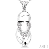 1/50 Ctw Round Cut Diamond Flip Flop Pendant in Sterling Silver with Chain