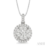 1/2 Ctw Lovebright Round Cut Diamond Pendant in 14K White Gold with Chain