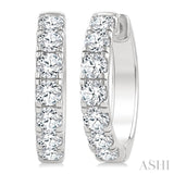 2 1/2 Ctw Round Cut Diamond Hoop Earrings in 14K White gold