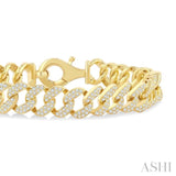 3 Ctw Round Cut Diamond Cuban Link Bracelet in 14K Yellow Gold