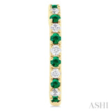 1.80 MM Round Shape Emerald and 1/4 Ctw Round Cut Diamond Precious Hoop Earring in 10K Yellow Gold