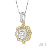 1/3 Ctw Star Lattice Lovebright Round Cut Diamond Pendant With Chain in 14K White and Yellow Gold