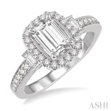 3/8 ctw Diamond Octagon Halo Semi-Mount Engagement Ring in 14K White Gold
