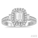 3/8 ctw Diamond Octagon Halo Semi-Mount Engagement Ring in 14K White Gold