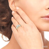 1 1/3 ctw Baguette and Round Cut Diamond Semi-Mount Engagement Ring in 14K Yellow and White Gold